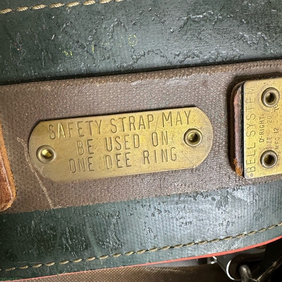 Vintage Klein-Buhrke Tools Lineman Belt Rare GREEN BROWN LEATHER D-Ring - Picture 3 of 7